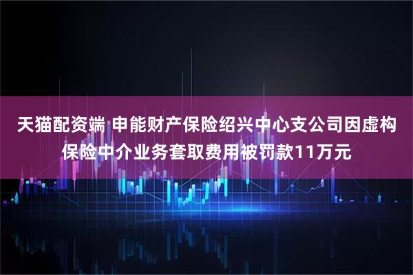 天猫配资端 申能财产保险绍兴中心支公司因虚构保险中介业务套取费用被罚款11万元